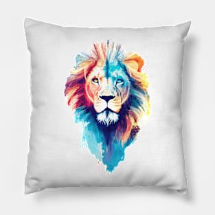 Lion Wild Nature Animal Colors Art Paint Pillow