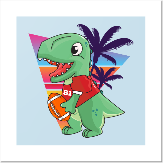 Pink cartoon dinosaur. Children's illustration for a poster