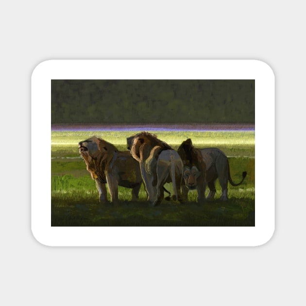 Lion Trio Magnet by David Kennett