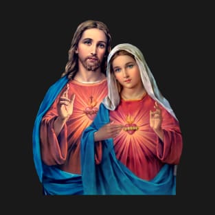 Twin Hearts very close together  (Jesus and Mary) transparent background T-Shirt