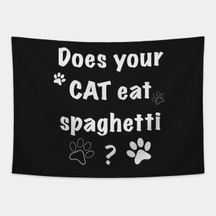 Cat eating spaghetti Tapestry