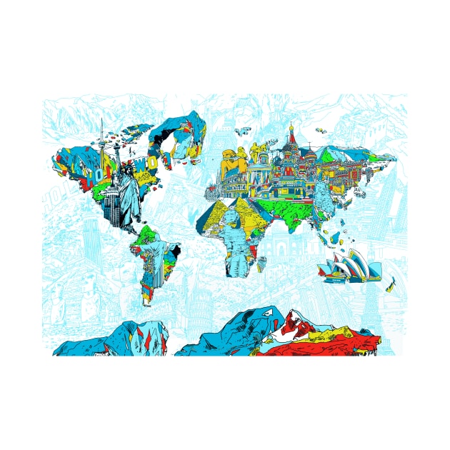 world map landmarks by BekimART