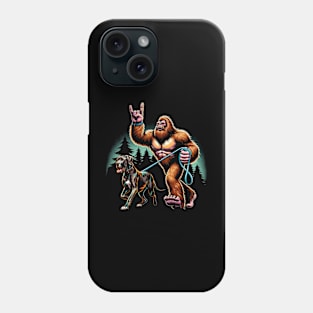 Bigfoot Walking Great Dane Majesty, Tee Triumph for Dog Lovers Phone Case