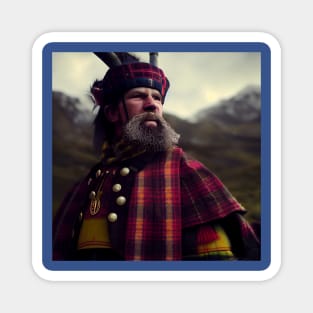 Scottish Highlander in Clan Tartan Magnet