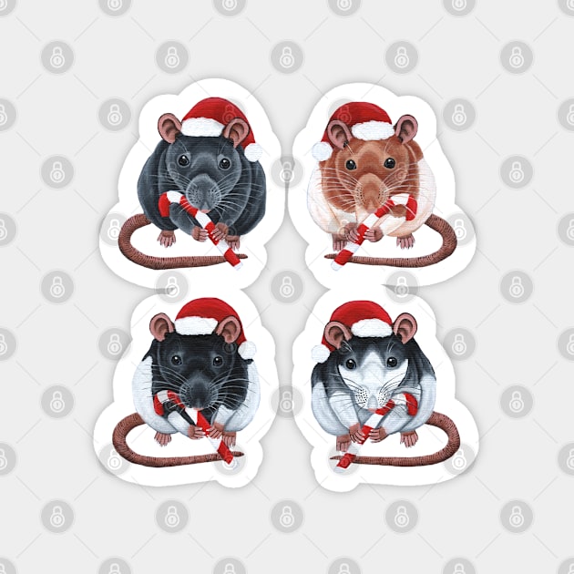 Festive Rats Magnet by WolfySilver