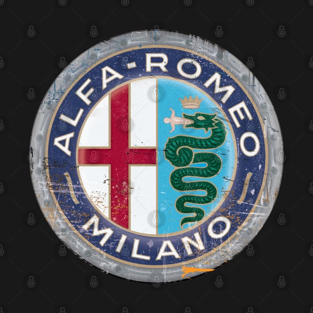 Alfa Romeo Milano Vintage logo Distressed by fmDisegno