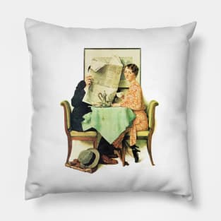 Norman Rockwell At The Breakfast Table 1930 Portrait Pillow