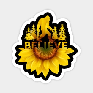 Vintage Sunflower Bigfoot Believe Magnet