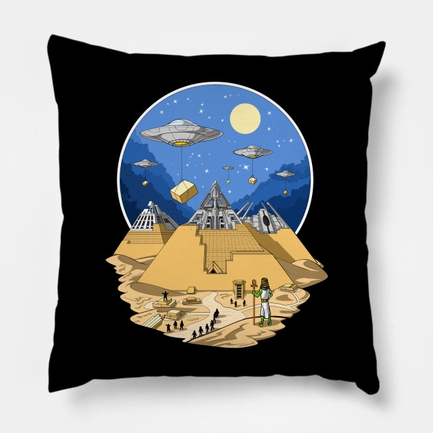 Alien Egyptian Pyramids Pillow by underheaven