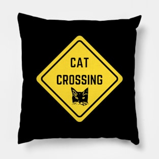 Cat crossing warning sign Pillow