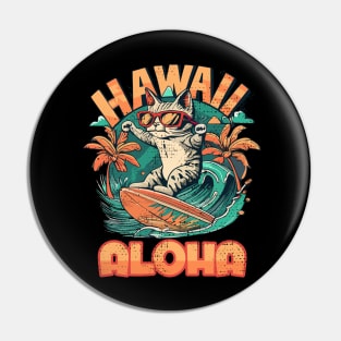 Aloha Surf Cat Hawaii Vintage Pin