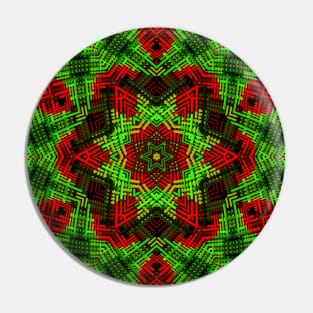 Weave Mandala Flower Red and Green Pin