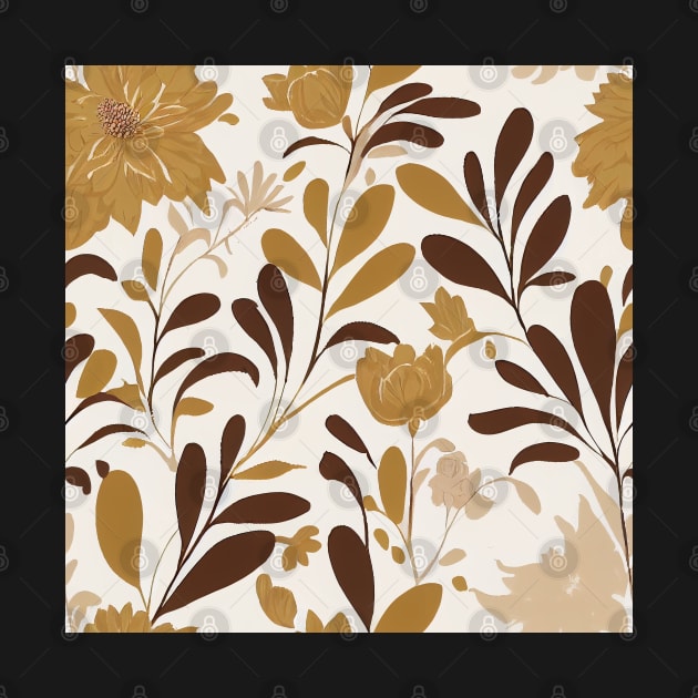 Brown and Cream Ivory Floral Classic Vintage Design by VintageFlorals