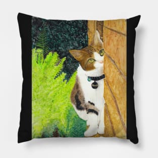 Peanut - A Sweet Cat Portrait in Colored Pencil Pillow