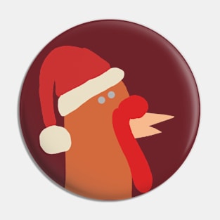 Abstract Portrait Thanksgiving Turkey Santa Hat Christmas Pin