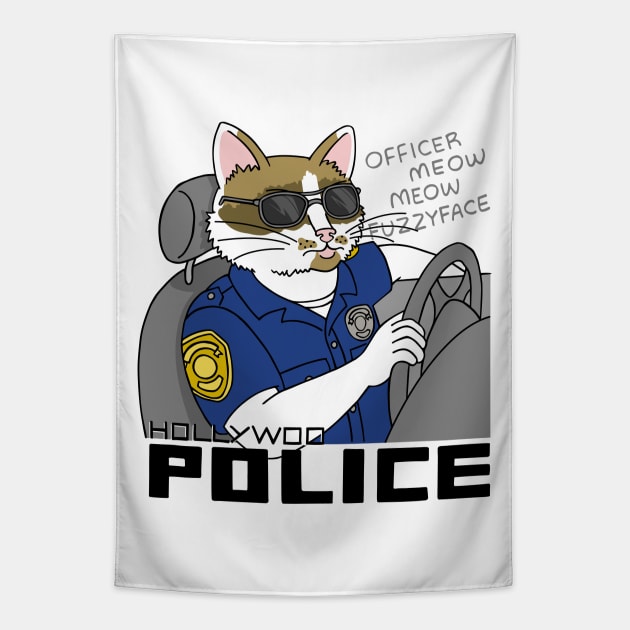 Officer Meow Meow Fuzzyface Tapestry by JuanGuilleBisbal