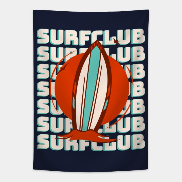 Surfclubbing - Summer Beach Vacation Surf Club Tapestry by vystudio
