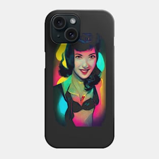 Neon lights pin up bust Phone Case