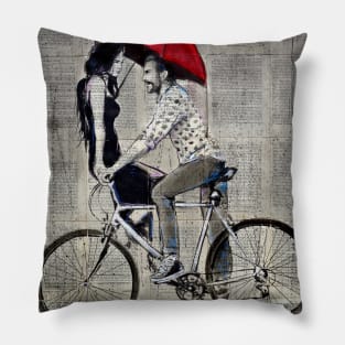 Rainy day love cycle Pillow