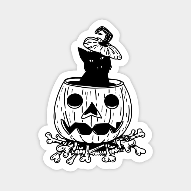 SPOOKY BLACK CAT Magnet by TriciaRobinsonIllustration