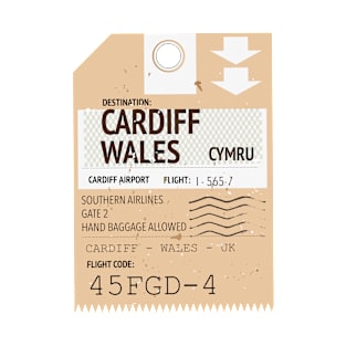 Cardiff Wales retro plane ticket, T-Shirt