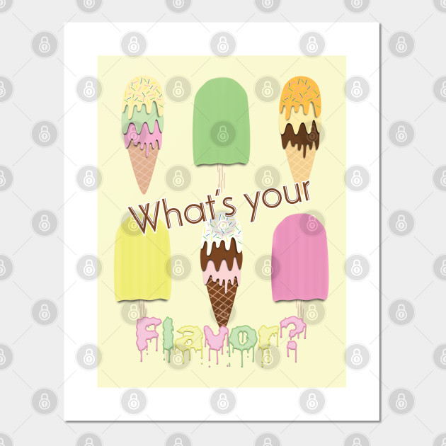 What S Your Flavor Cute Ice Cream Cones Popsicle Ice Block Sticks On Yellow Ice Cream Cones Posters And Art Prints Teepublic Uk