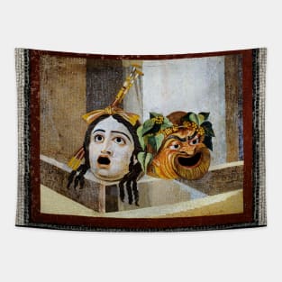 ANTIQUE ROMAN MOSAICS ,GREEK COMEDY THEATER MASKS Tapestry