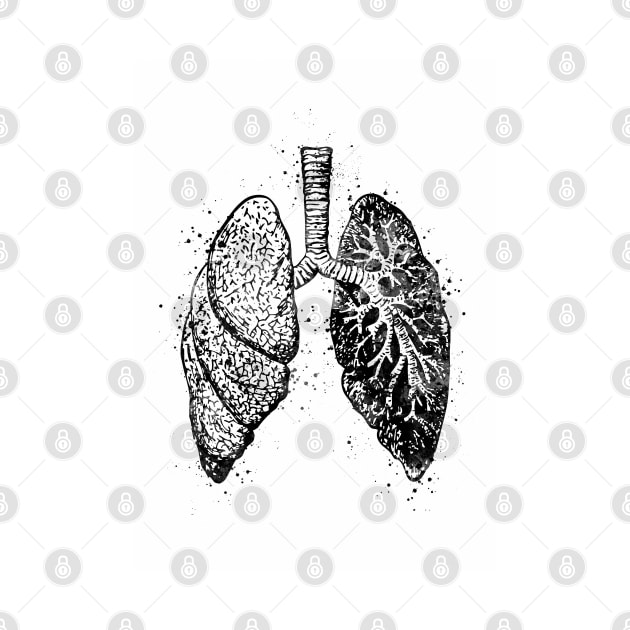 Lungs Anatomy Black and White by LotusGifts