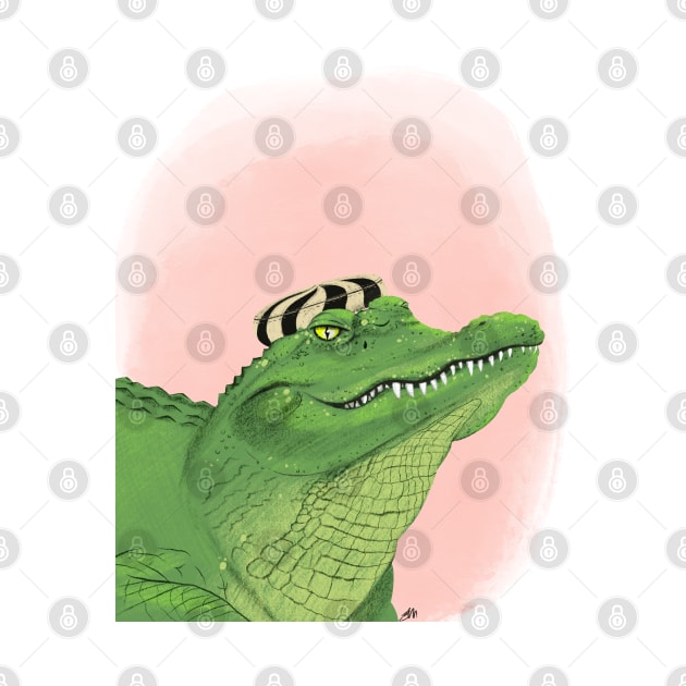 Alligator with hat on by Juliet & Gin