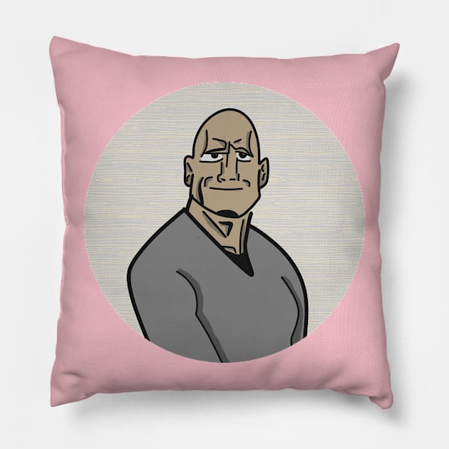 Retro Dwayne the Rock Johnson Pillow by BKArtwork