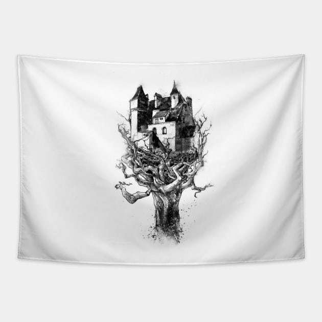 Tree Castle Tapestry by Sacrilence