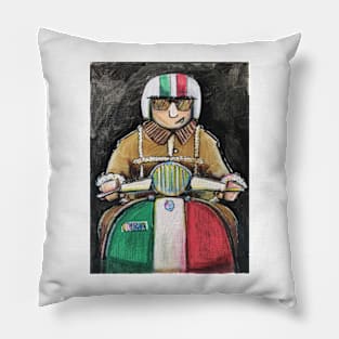 Retro Scooter, Classic Scooter, Scooterist, Scootering, Scooter Rider, Mod Art Pillow