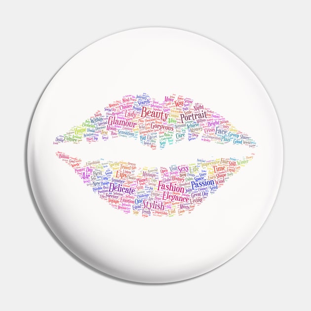 Lips Woman Silhouette Shape Text Word Cloud Pin by Cubebox