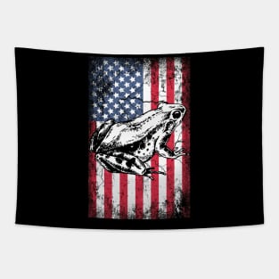 Patriotic Frog American Flag Tapestry