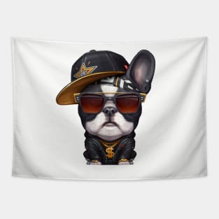 Brindle Pied French Bulldog Hip-Hop Super Star Tapestry