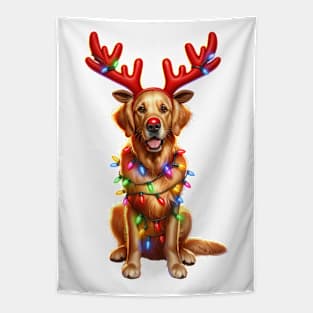 Christmas Red Nose Golden Retriever Dog Tapestry