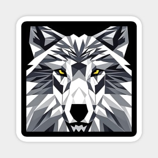 Pop Art Geometric Wolf Face Magnet