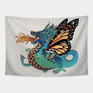 Monarch Butterfly Fire Breathing Dragon Tapestry