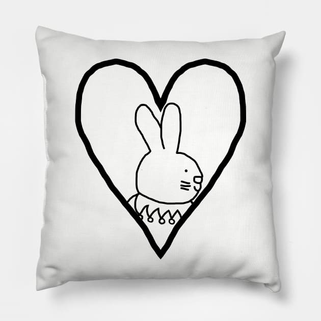 My Valentine Easter Bunny Rabbit Line Drawing Pillow by ellenhenryart