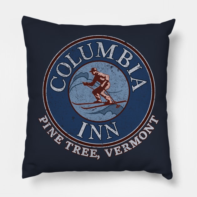 Columbia Inn - Pine Tree Vermont (version 2- distressed) Pillow by RangerRob