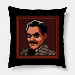 Gomez Addams Portrait Pixel Art Pillow