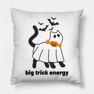 Big Trick Energy Ghost Cat Pillow