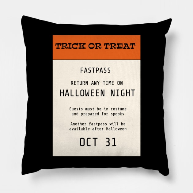 Trick Or Treat Fastpass Pillow by Philharmagicalshop