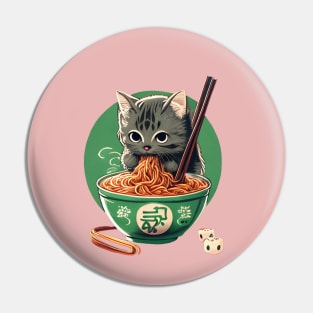 cute cat eating ramen Pin