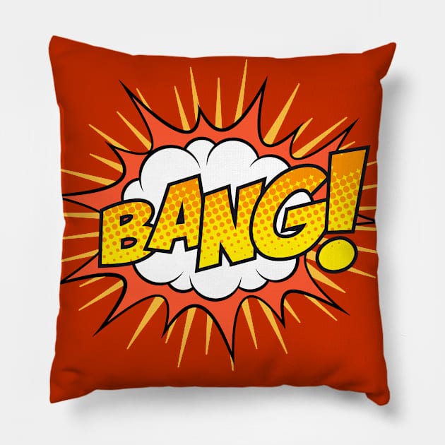 Bang Comic Book Text Pillow by JunkyDotCom