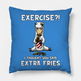 Llama Alpaca Exercise I Thought You Said Extra Fries Pillow