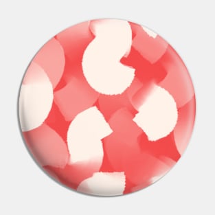 Coral and White, Abstract Wide Brush Stroke Style Pin