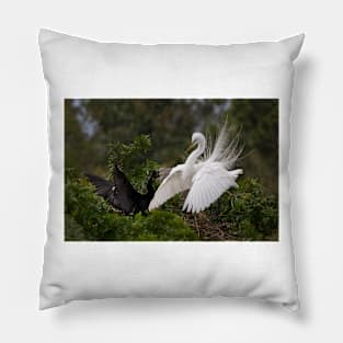 Opinions are voiced - Great Egret Pillow