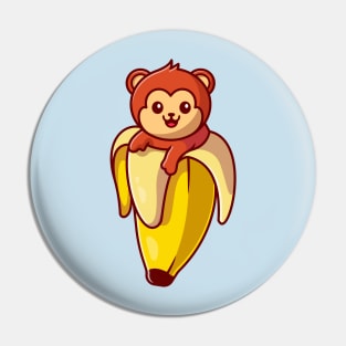 Cute Monkey Banana Cartoon Pin