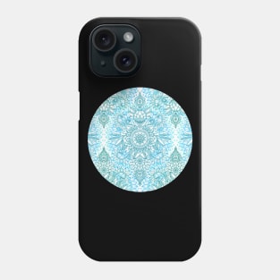 Turquoise Blue, Teal & White Protea Doodle Pattern Phone Case